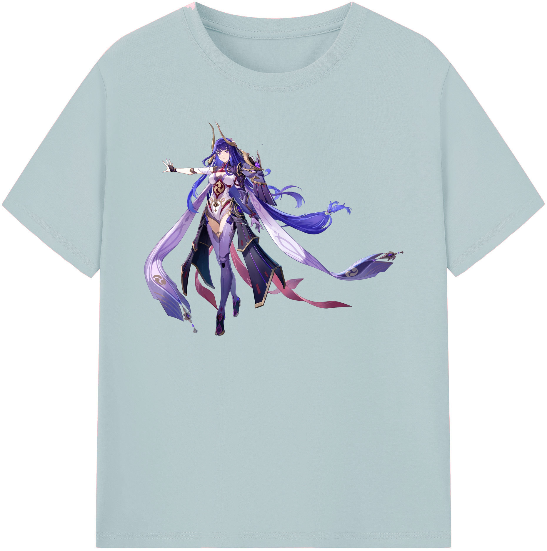 げんし神 雷電将軍 らいでんしょうぐん genshin Raiden Shogun 綿100％半袖Tシャツ（フロントプリント）